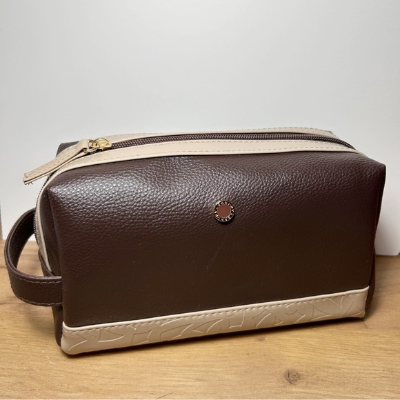 BVLGARI Parfums Cosmetic Bag Brown/Tan Vegan Leather Men's NEW - Picture 2 of 9